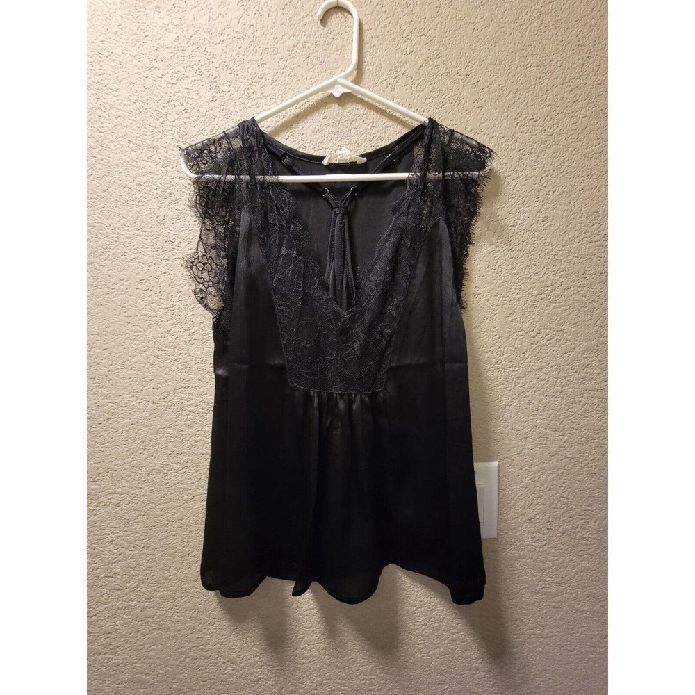 Love Stitch Black Blouse With Lace And Built In Cami Size Small